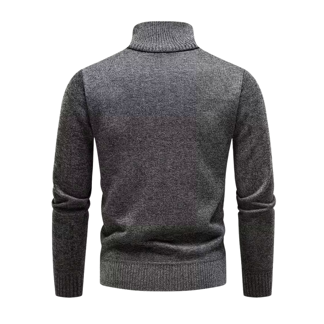 Herre Vintertrøje – Halv Højkrave – Strikket & Fleeceforet