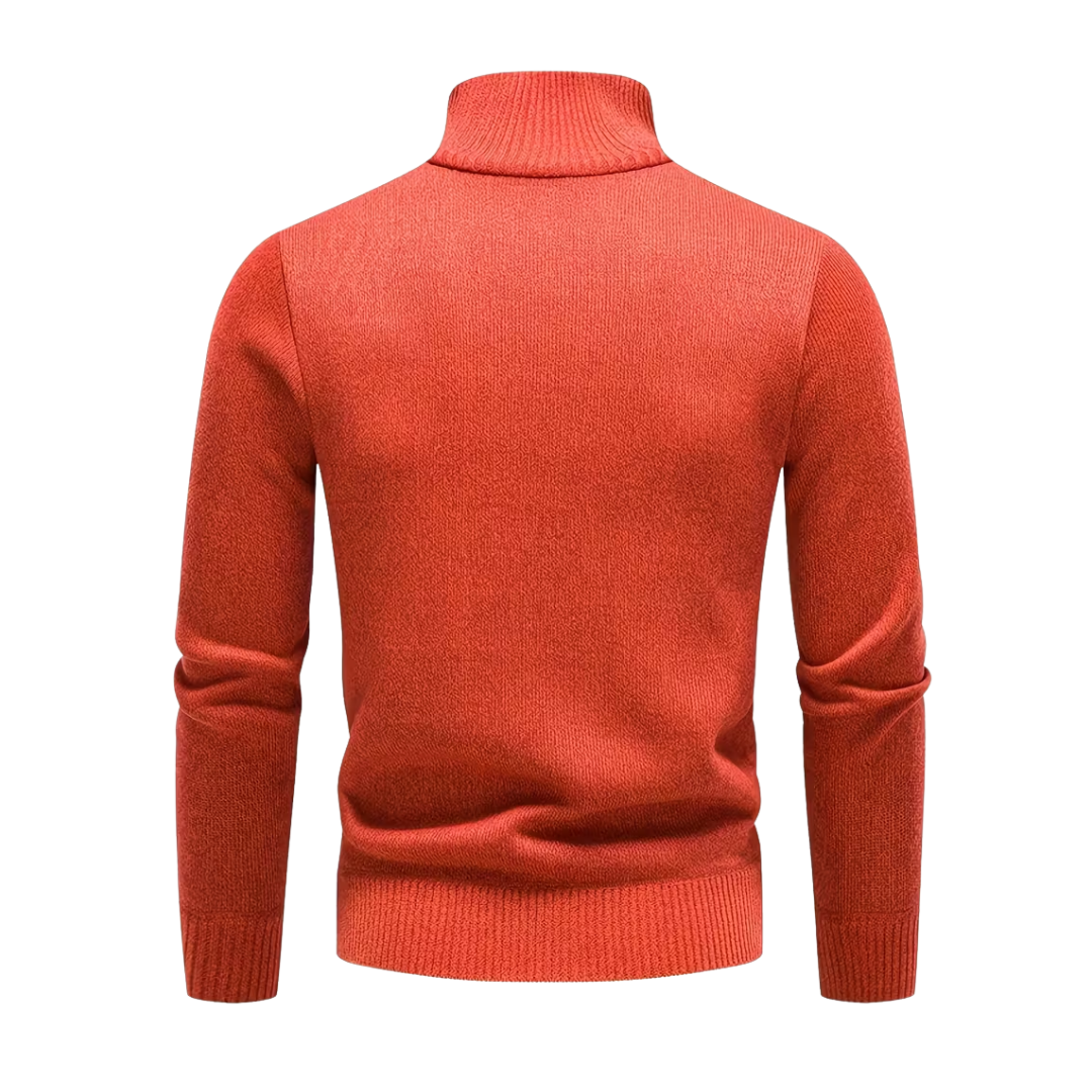 Herre Vintertrøje – Halv Højkrave – Strikket & Fleeceforet