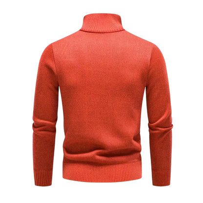 Herre Vintertrøje – Halv Højkrave – Strikket & Fleeceforet