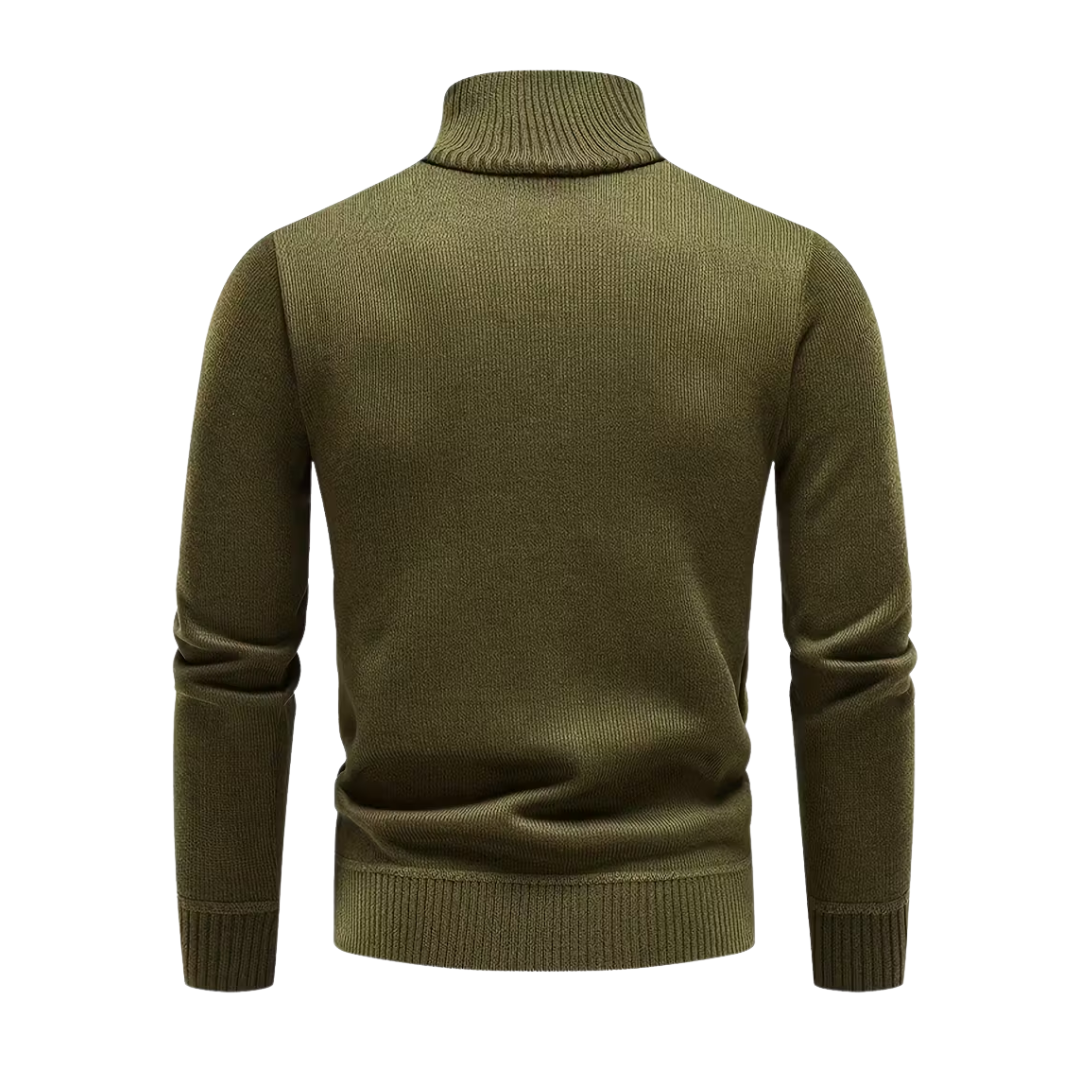 Herre Vintertrøje – Halv Højkrave – Strikket & Fleeceforet