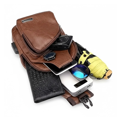 Brystveske til menn – USB-ladeport – kompakt oppbevaring