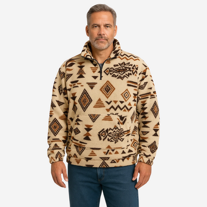 Herre Fleecegenser – Løs Passform – Tribal Print