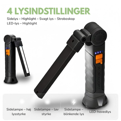 Genopladelig arbejdslampe – USB-C – magnetisk håndfri brug