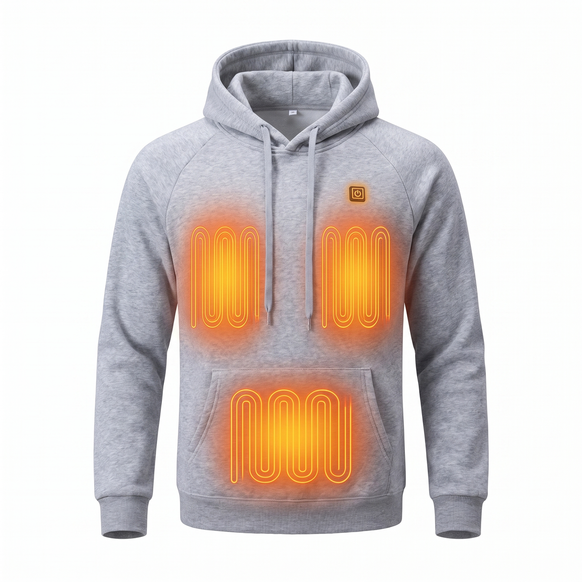 Heated hoodie med 3 varmezoner set forfra