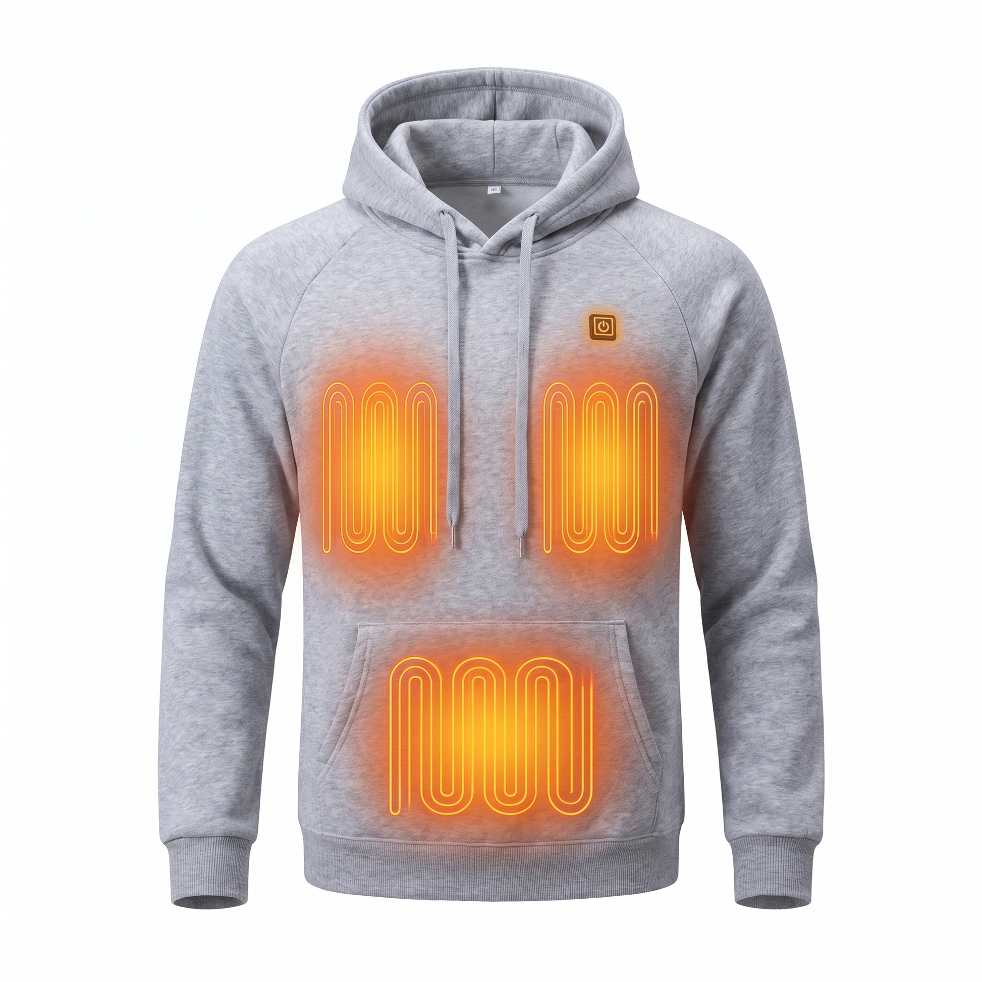 Heated hoodie med 3 varmezoner set forfra