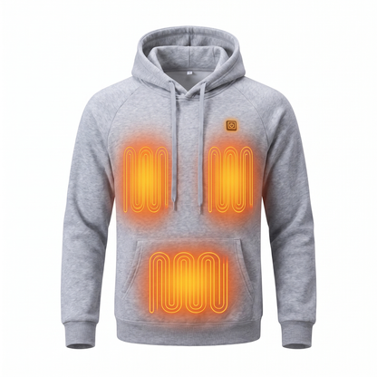 Heated hoodie med 3 varmezoner set forfra