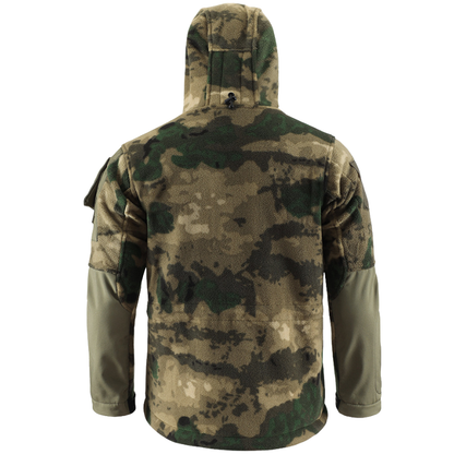 Fleecejakke herre i cp-camouflage top-view flad