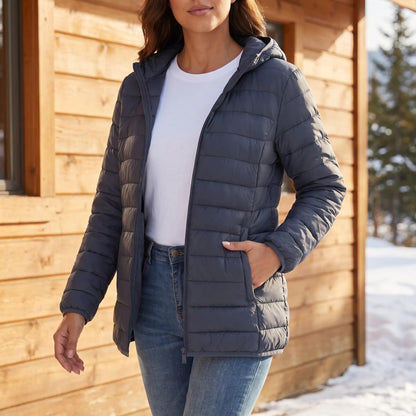 Quiltet jakke dame hvid på model