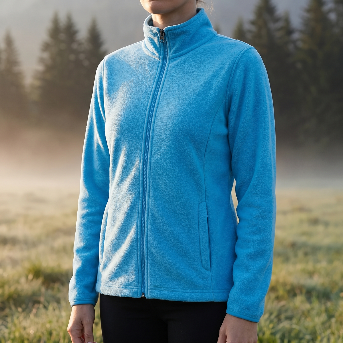 Overgangsjakke dame dobbeltbørstet fleece, billede 2