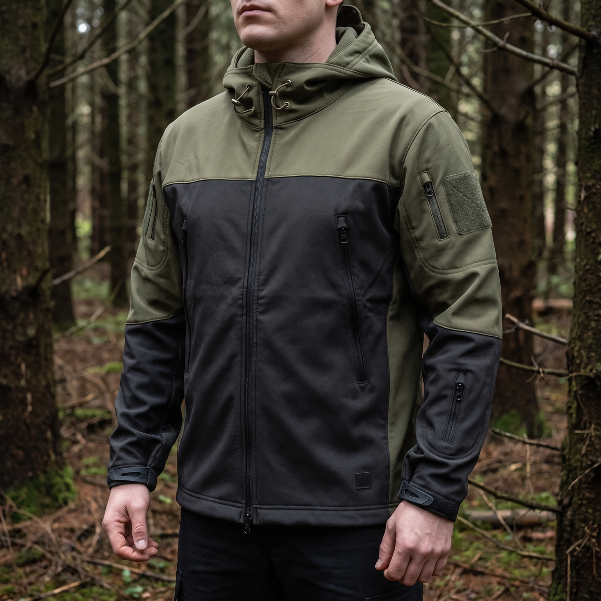 Softshell jakke herre grøn med hætte