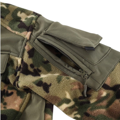 Fleecejakke herre i cp-camouflage med bar hals