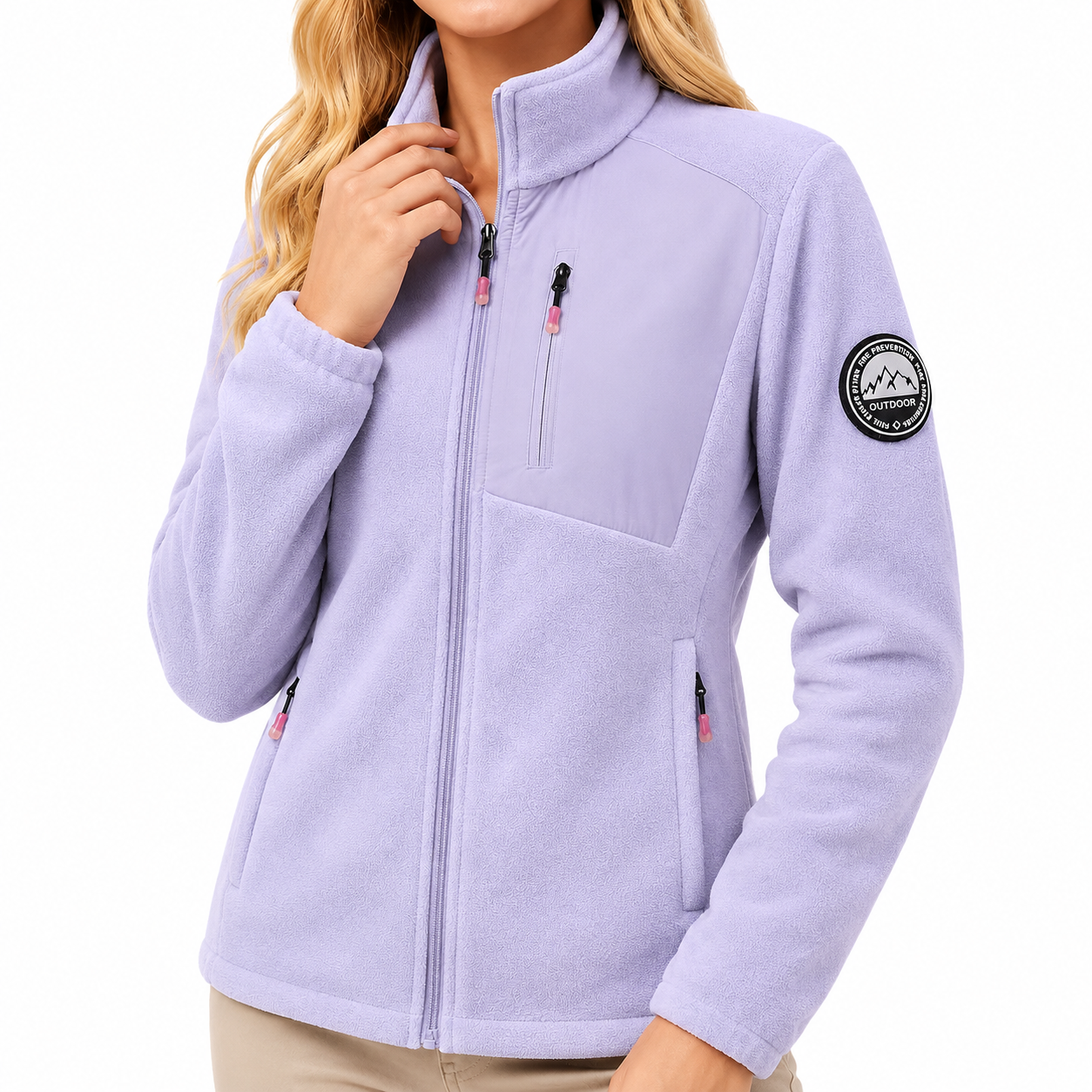 Fleece jakke dame med to sidelommer