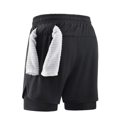 Herre 2-i-1 sportshorts – hurtigttørrende & komfortable