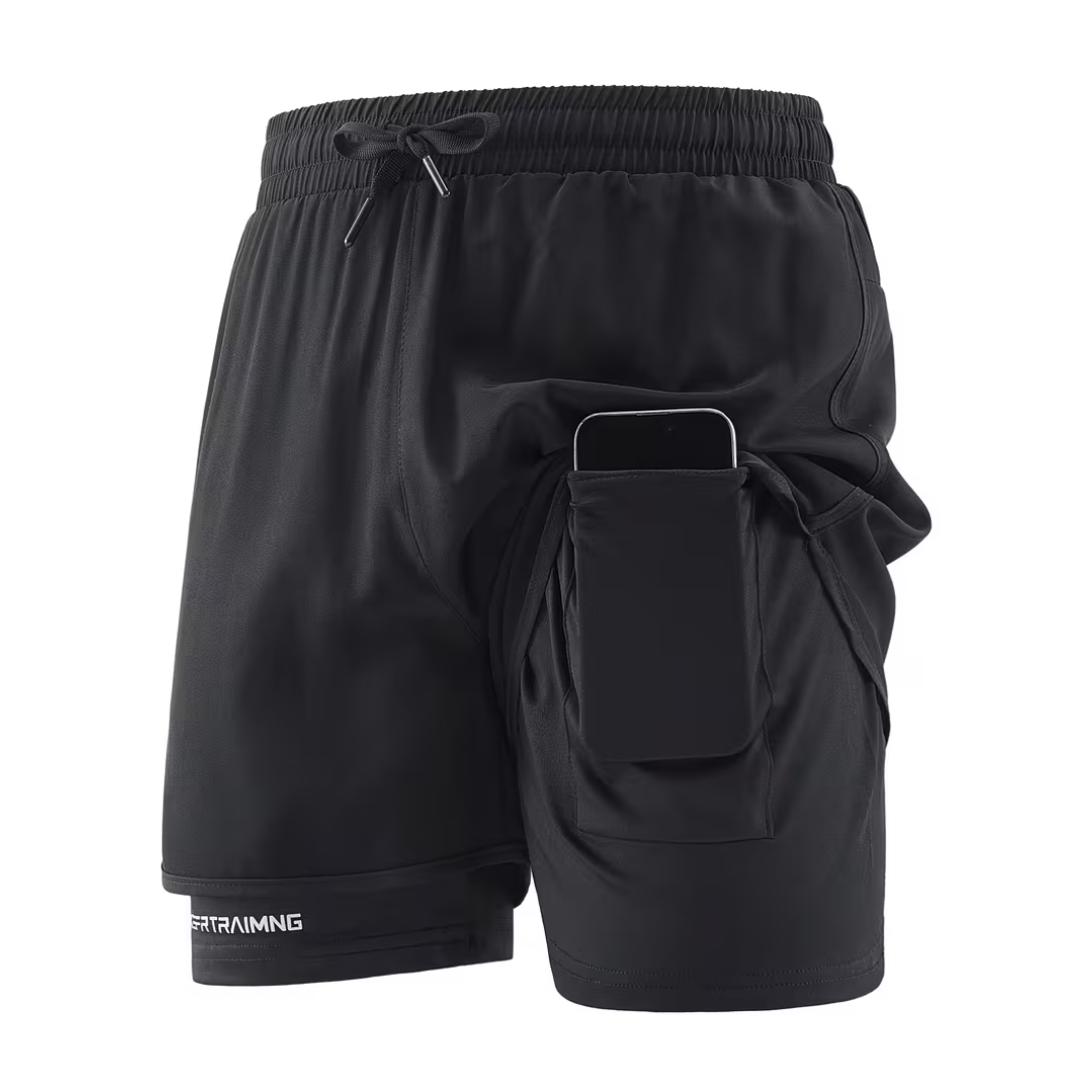 Herre 2-i-1 sportshorts – hurtigttørrende & komfortable