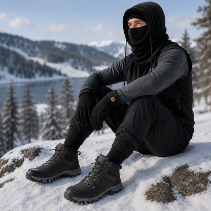 Balaclava trukket op over næse og mund