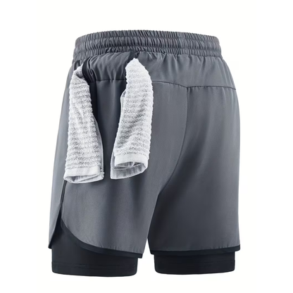 Herre 2-i-1 sportshorts – hurtigttørrende & komfortable