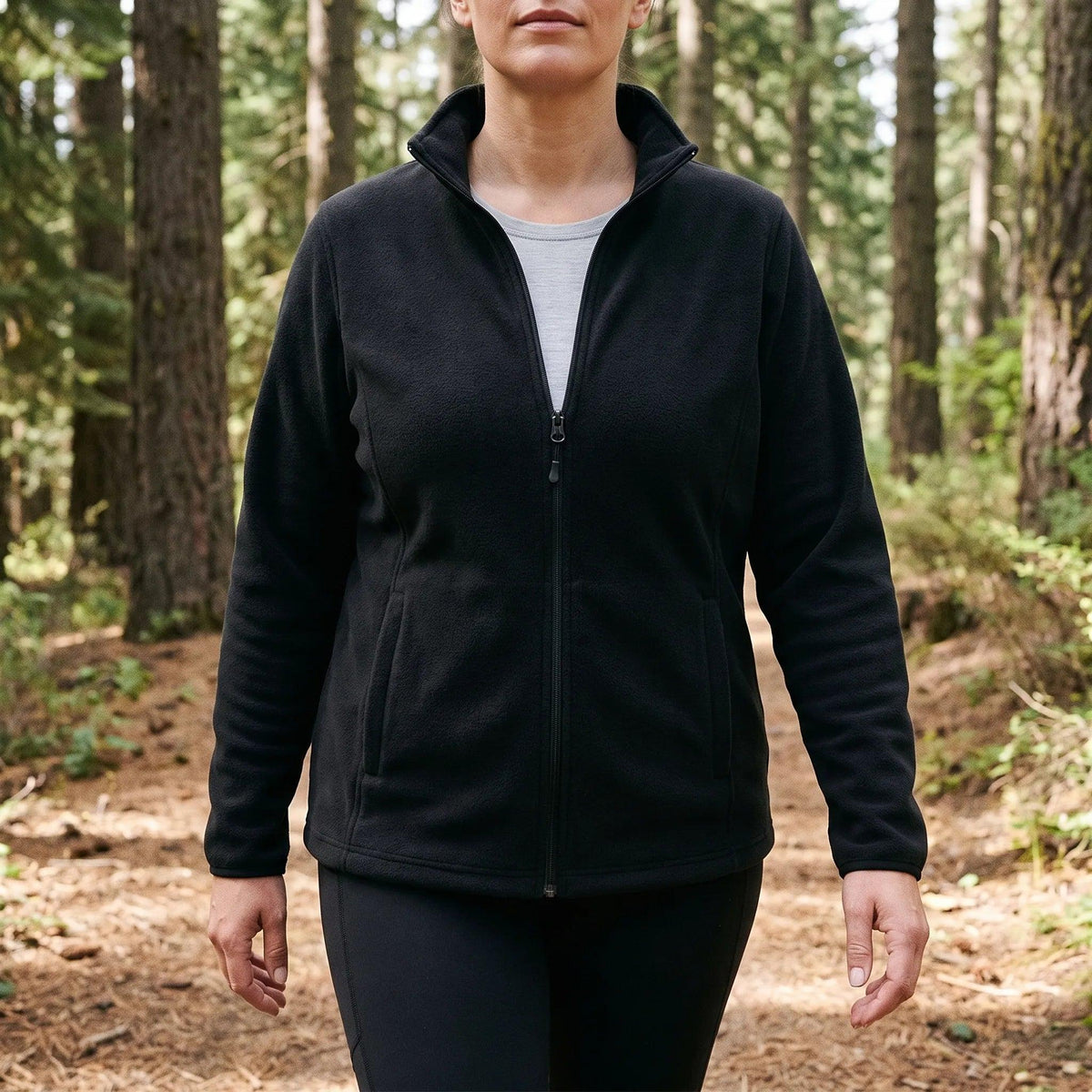 Fleece jakke dame på model