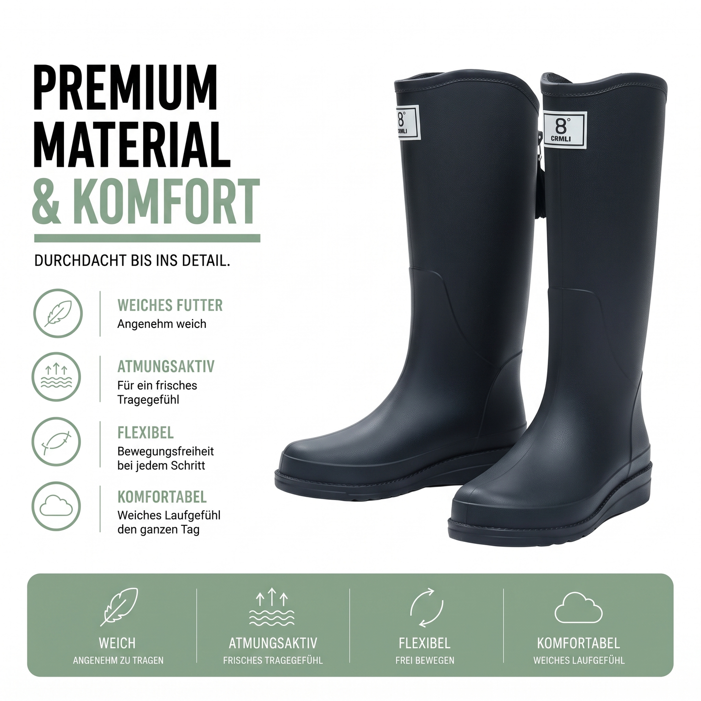 Gummistøvler Dame Halvhøje - Vandtætte Slip-on i PVC