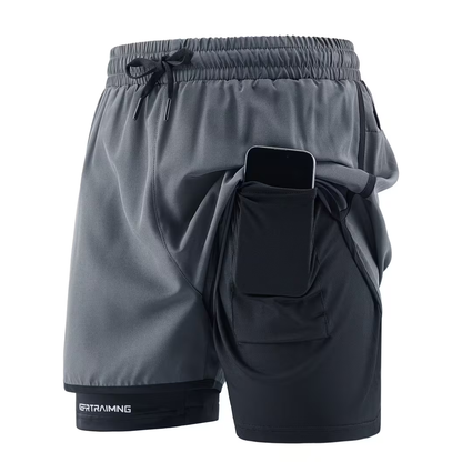 Herre 2-i-1 sportshorts – hurtigttørrende & komfortable