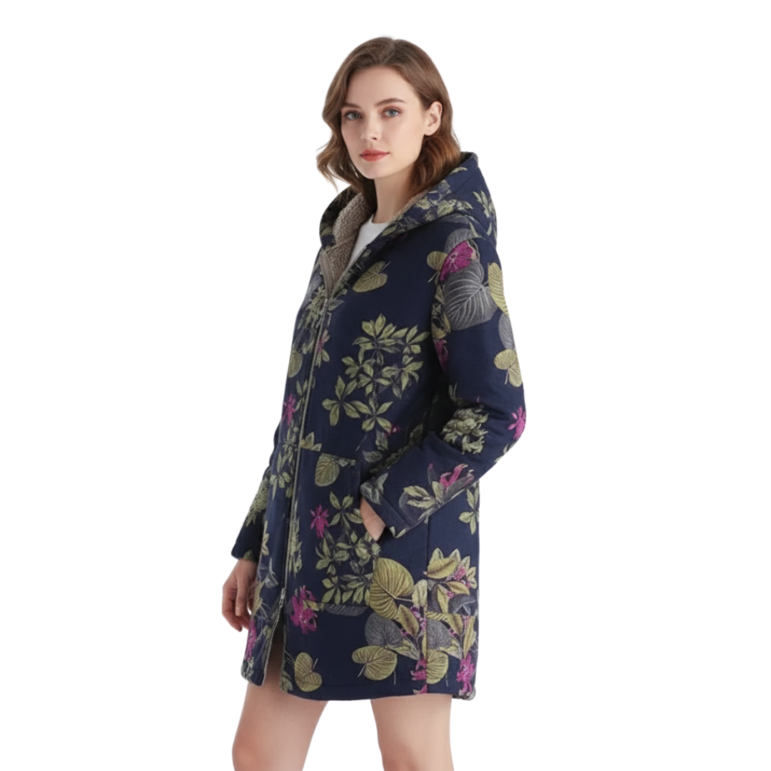 Vinterjakke dame i hvid/rosa på model