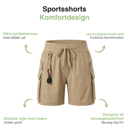 Dame Sportsshorts – Letvægt – Med Lynlåslommer & Snøre