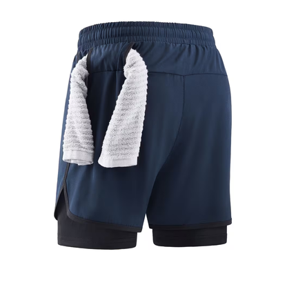 Herre 2-i-1 sportshorts – hurtigttørrende & komfortable