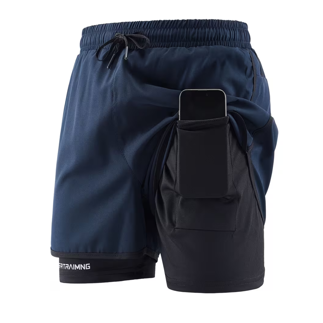 Herre 2-i-1 sportshorts – hurtigttørrende & komfortable