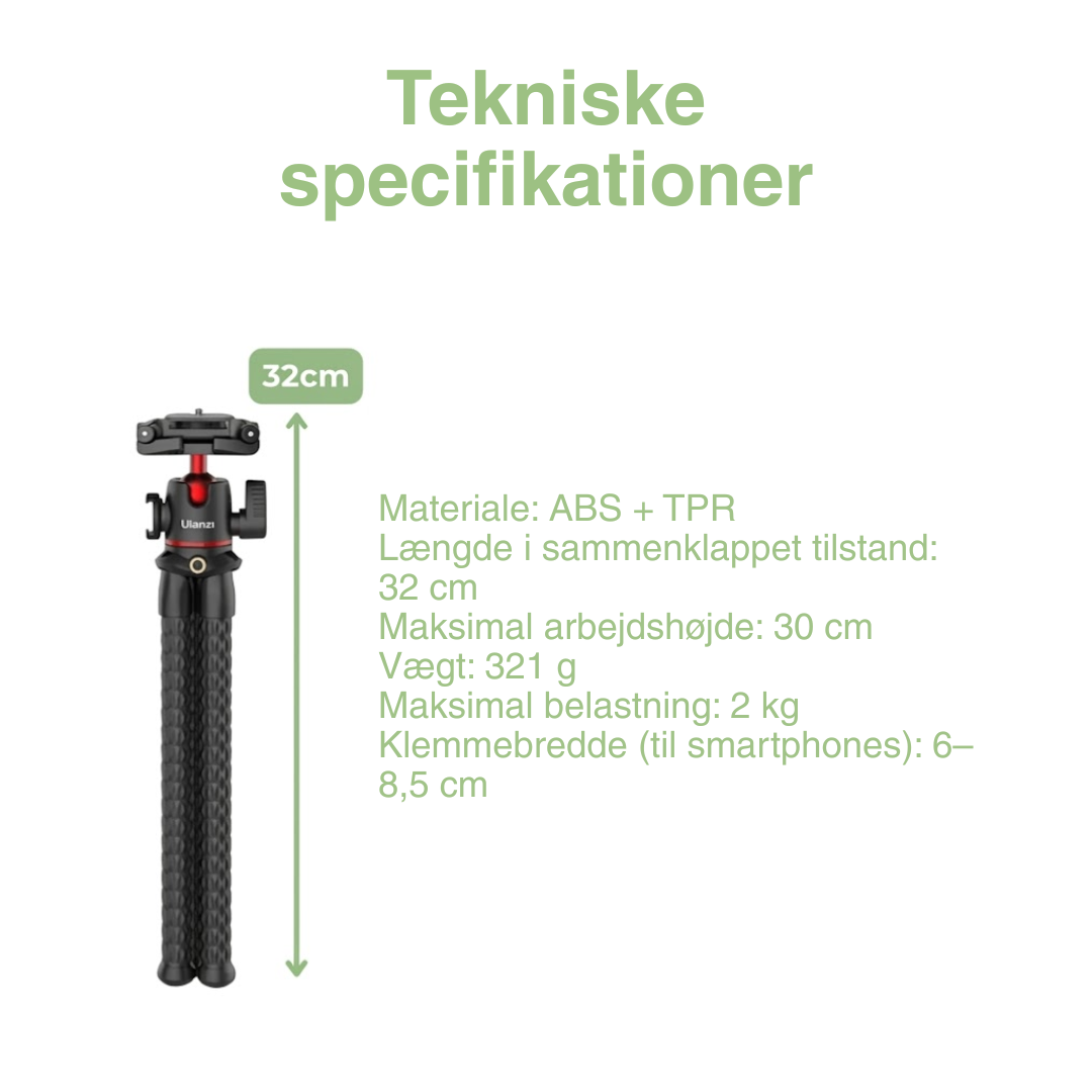 Fleksibelt octopus-stativ – til telefon og kamera – gorilla-stativ