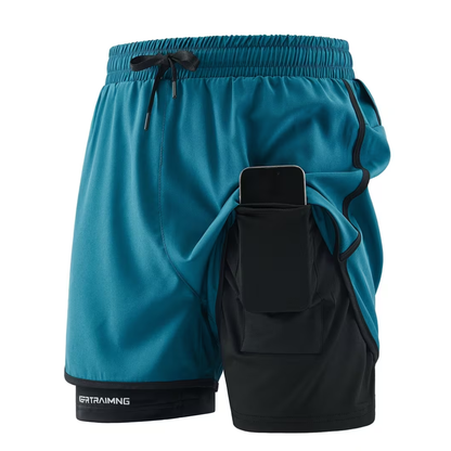 Herre 2-i-1 sportshorts – hurtigttørrende & komfortable