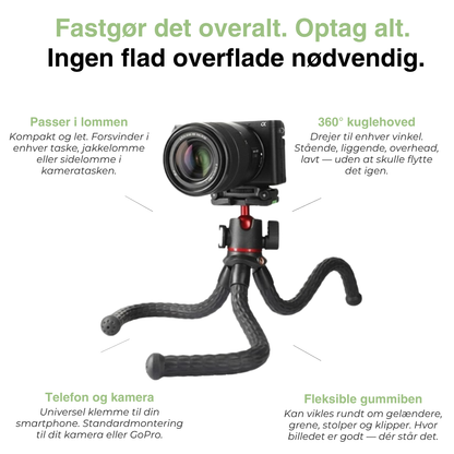 Fleksibelt octopus-stativ – til telefon og kamera – gorilla-stativ