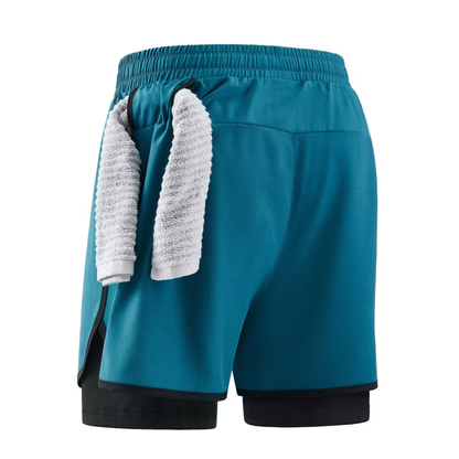 Herre 2-i-1 sportshorts – hurtigttørrende & komfortable