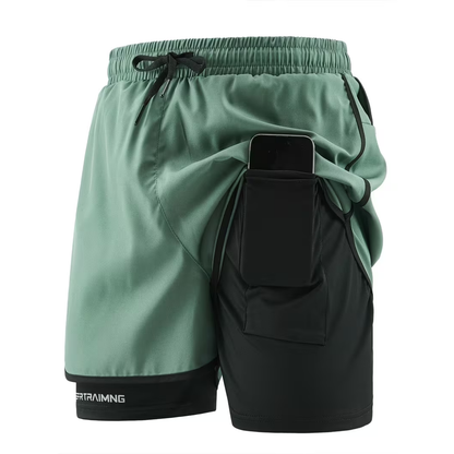 Herre 2-i-1 sportshorts – hurtigttørrende & komfortable