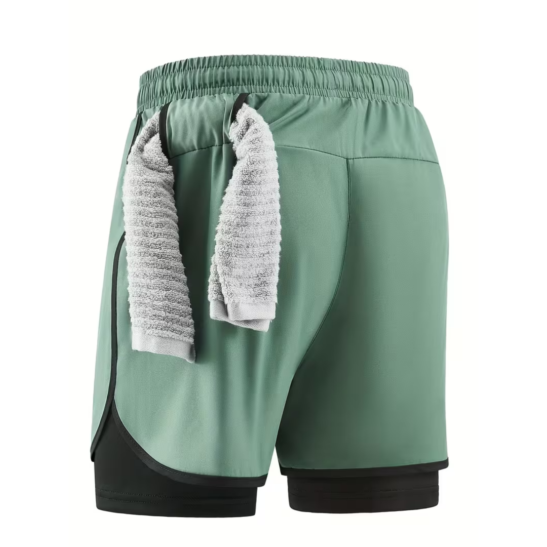 Herre 2-i-1 sportshorts – hurtigttørrende & komfortable