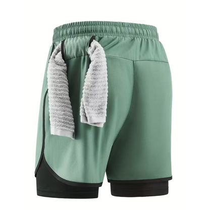 Herre 2-i-1 sportshorts – hurtigttørrende & komfortable