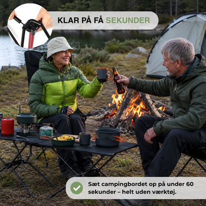Campingbord i Letvægtsaluminium – Bærbart – med Kopholdere