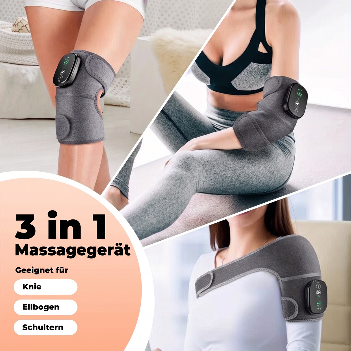 Massageapparat spændt om knæet