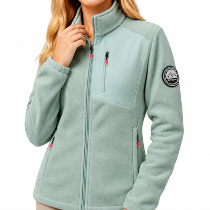 Fleece jakke dame i lysegrøn på model