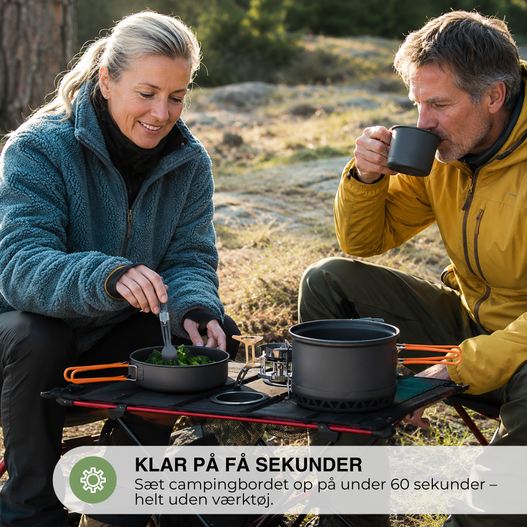 Campingbord i Letvægtsaluminium – Bærbart – med Kopholdere