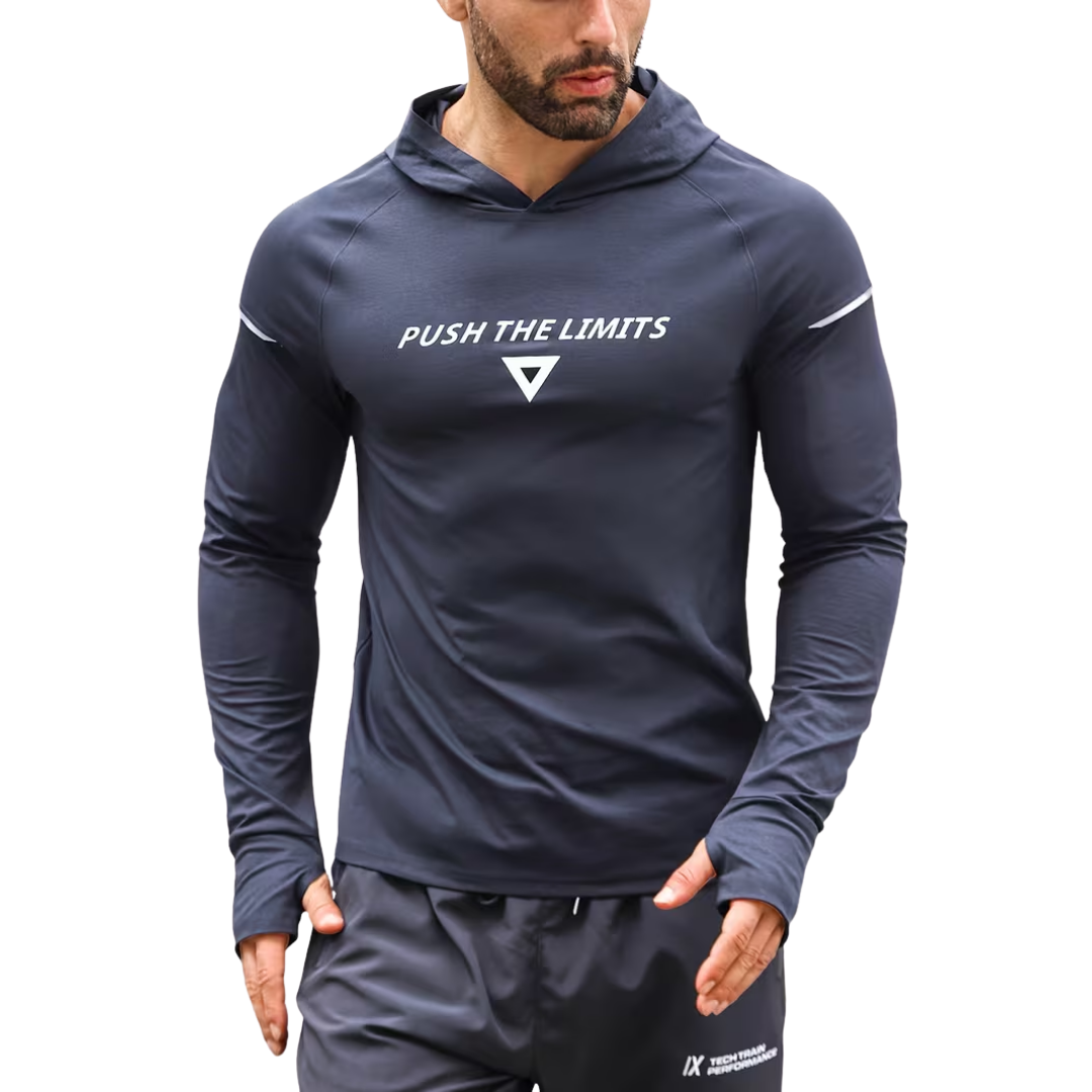Herre reflekterende sportshoodie – slim fit – langærmet