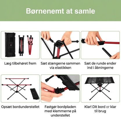 Campingbord i Letvægtsaluminium – Bærbart – med Kopholdere