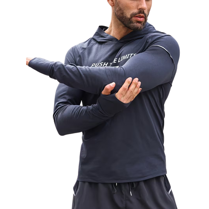 Herre reflekterende sportshoodie – slim fit – langærmet