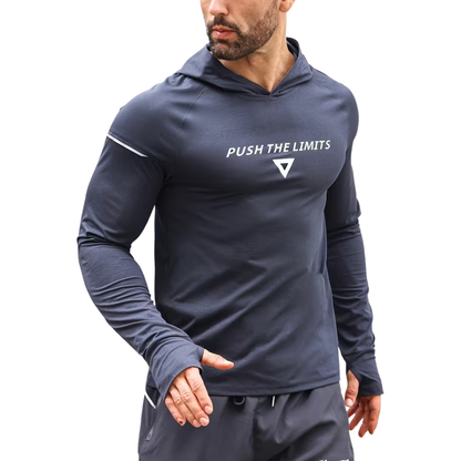 Herre reflekterende sportshoodie – slim fit – langærmet