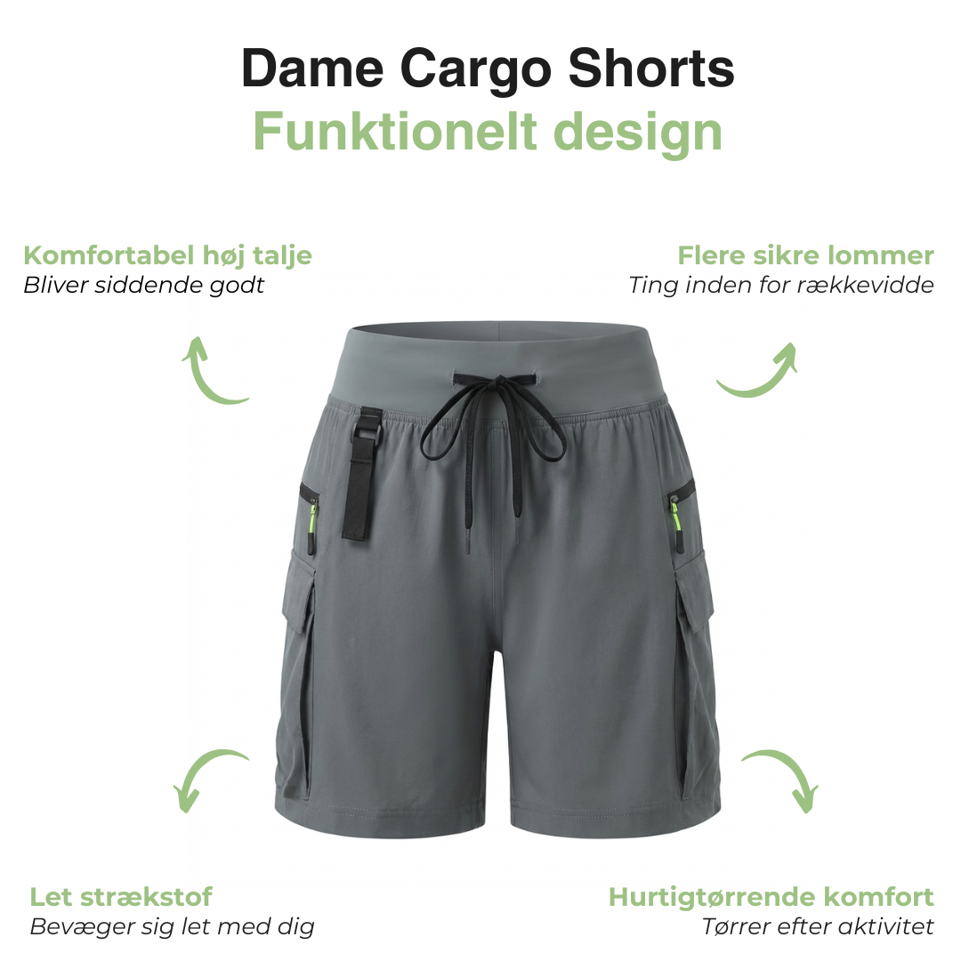 Dame High Waist Cargo Shorts – Flere Lommer – Outdoor & Sport