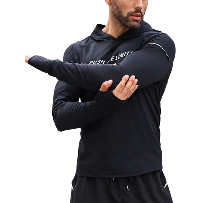 Herre reflekterende sportshoodie – slim fit – langærmet