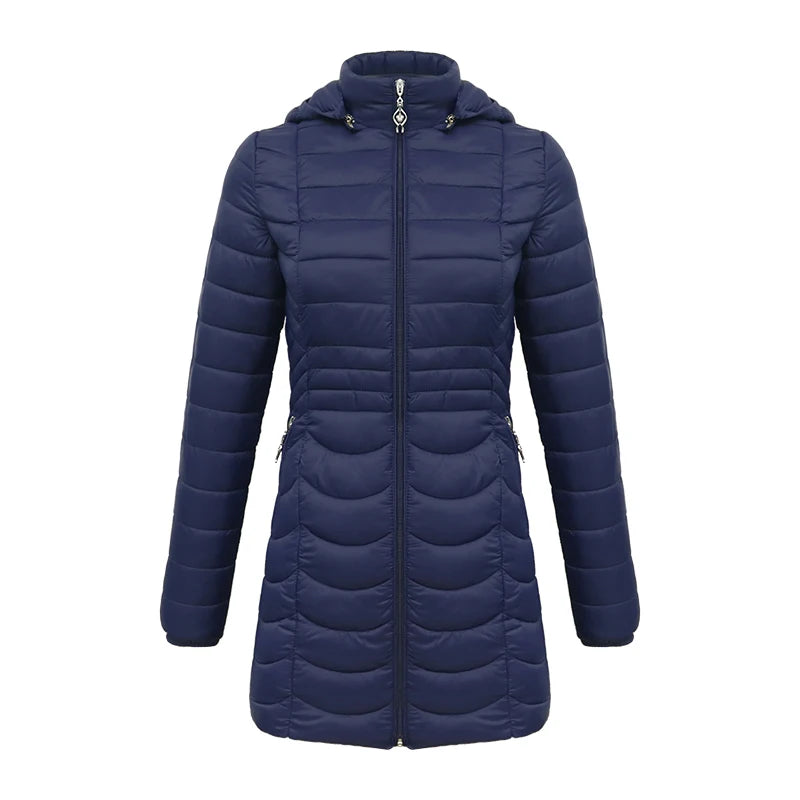 Parka jakke dame med lynlås og sidelommer