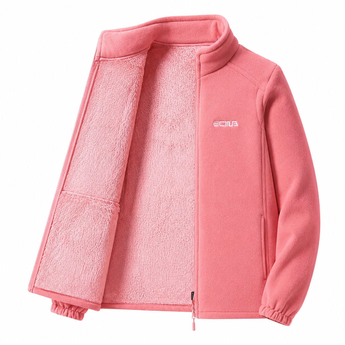 Fleecetrøje dame i fuchsia på model