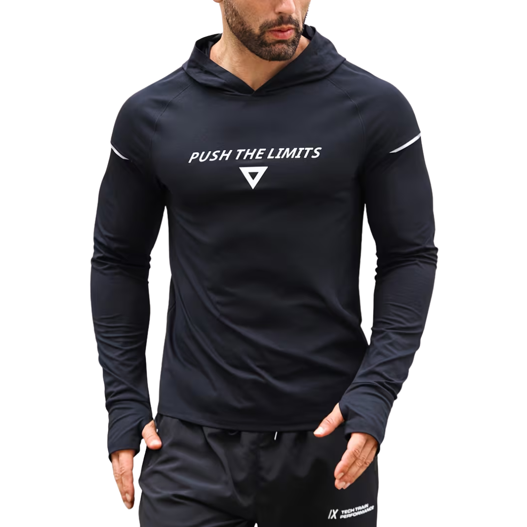 Herre reflekterende sportshoodie – slim fit – langærmet