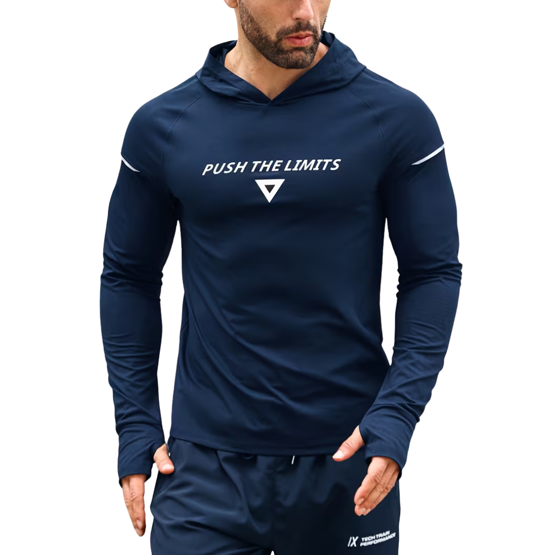 Herre reflekterende sportshoodie – slim fit – langærmet