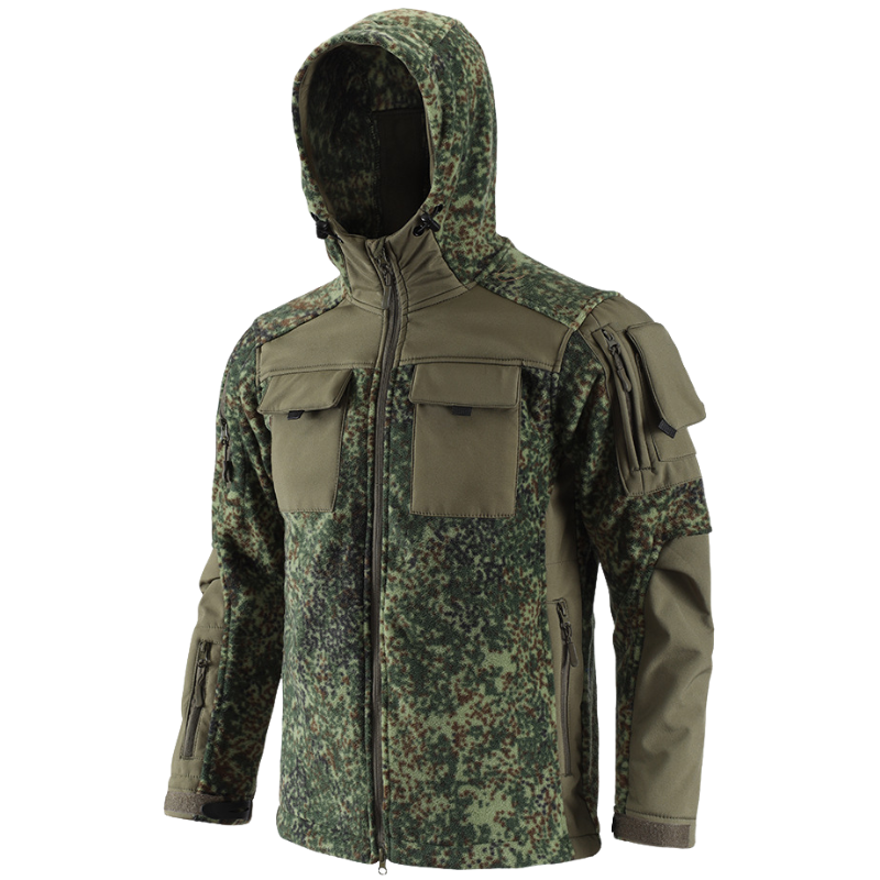 Fleecejakke herre i cp-camouflage i solskin