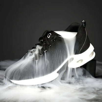 Sikkerhedssko sneaker set ovenfra med snøring